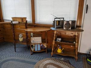 lot 149 image: 3 small end tables plus contents, L...