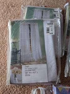lot 126 image: 4 sheer curtain panels 59W63L a...