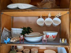 lot 132 image: Content of cupboard and counter top...