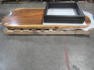 Solid Wood Live Edge Walnut Dining Table With 3 Metal Square Bases  Approximate Dimensions 78 x 36 x 2 14 - Slight Scratch and Dent, Slight mold growth from sitting in warehouse (can be sandedremoved) NO RESERVE