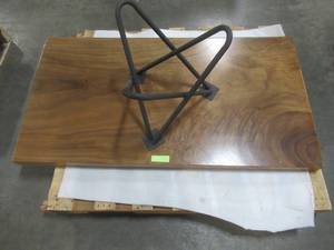 Solid Wood Walnut Coffee Table With Metal Star Base  Approximate Dimensions 48 x 25 x 2 - Slight Scratch and Dent, Slight mold growth from sitting in warehouse (can be sandedremoved) NO RESERVE