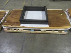 Solid Wood Live Edge Walnut Dining Table With 3 Metal Square Bases  Approximate Dimensions 78 x 36 x 2 14 - Slight Scratch and Dent, Slight mold growth from sitting in warehouse (can be sandedremoved) NO RESERVE