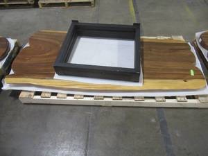 Solid Wood Live Edge Walnut Dining Table With 3 Metal Square Bases  Approximate Dimensions 78 x 36 x 2 14 - Slight Scratch and Dent, Slight mold growth from sitting in warehouse (can be sandedremoved) NO RESERVE