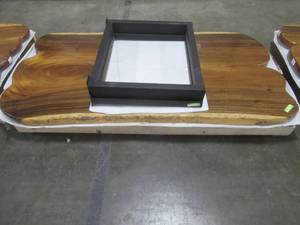 Solid Wood Live Edge Walnut Dining Table With 3 Metal Square Bases  Approximate Dimensions 78 x 36 x 2 14 - Slight Scratch and Dent, Slight mold growth from sitting in warehouse (can be sandedremoved) NO RESERVE