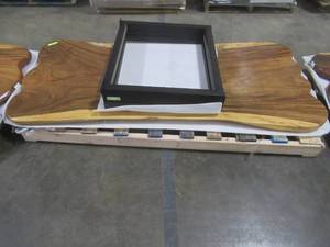 Solid Wood Live Edge Walnut Dining Table With 3 Metal Square Bases  Approximate Dimensions 78 x 36 x 2 14 - Slight Scratch and Dent, Slight mold growth from sitting in warehouse (can be sandedremoved) NO RESERVE