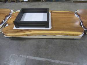 Solid Wood Live Edge Walnut Dining Table With 3 Metal Square Bases  Approximate Dimensions 78 x 36 x 2 14 - Slight Scratch and Dent, Slight mold growth from sitting in warehouse (can be sandedremoved) NO RESERVE
