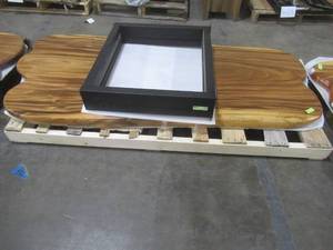 Solid Wood Live Edge Walnut Dining Table With 3 Metal Square Bases  Approximate Dimensions 78 x 36 x 2 14 - Slight Scratch and Dent, Slight mold growth from sitting in warehouse (can be sandedremoved) NO RESERVE