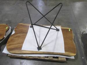 Solid Wood Live Edge Walnut Dining Table With 1 Large Metal Star Base  Approximate Dimensions 60 x 36 x 2 14 - Slight Scratch and Dent, Slight mold growth from sitting in warehouse (can be sandedremoved) NO RESERVE