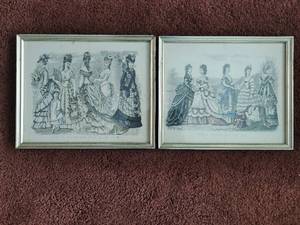 lot 253 image: Two Pieces of Vintage Godeys Fashions Wall Art