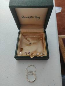 lot 273 image: 14k Gold Earrings & One Pair of Sterling Hoops