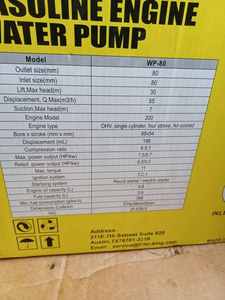 New in the Box AGT WP-80 Gas Engine 3-inch Water Pump