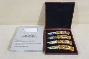 Maxam 4 Piece Wildlife Theme Lockback Knife Set