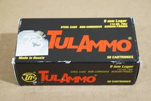 50 TulAmmo 9mm Luger 115 Gr FMJ Steel Case Ammo
