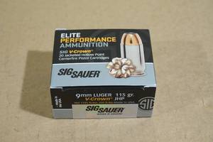 20 Sig Sauer 9mm Luger 115 Gr V-Crown JHP Ammo