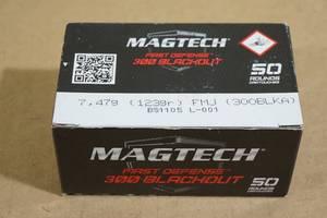 50 Magtech First Defense .300 Blackout 123 Gr FMJ Ammo