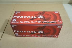 100 Federal Field & Target 12 Ga 2-34 8 Shot Shotshells