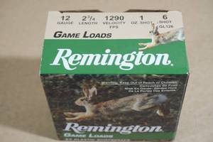 25 Remington Game Loads 12 Ga 2-34 6 Shot Shotshells