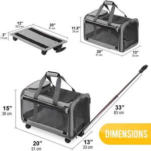 lot 21 image: Pet Carrier with Detachable Wheels for Small and Medium Dogs & Cats