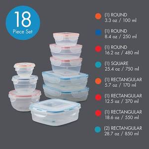 lot 108 image: LocknLock Easy Essentials Color Mates 18 Piece Airtight Food Storage Containers