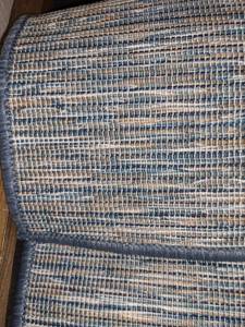 lot 81 image: Levtex Home Mockingbird  Shower Curtain & Multicolor Stripe IndoorOutdoor Rug
