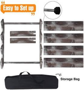 lot 53 image: JACKCUBE DESIGN Rustic Wood Display Stand, 4 Tier Wood Stair Shelf