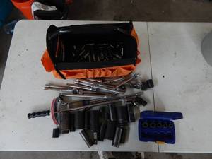 Tool Bag With Sockets, Ratchets, Extensions, Impact Sockets