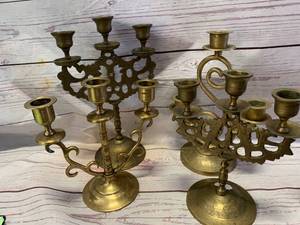 lot 6 image: Vintage Brass Candle Stick Lot