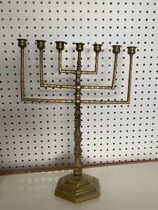 lot 25 image: Solid Brass Menorah Loose 17  Tall