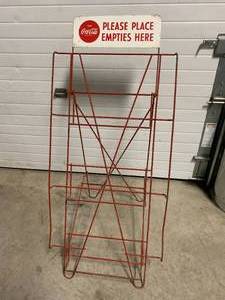lot 34 image: Antique Coca Cola Metal Display Rack 41 Tall