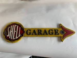 lot 45 image: Shell Garage Cast Iron Plaque Sign 16  Long