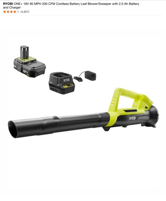 Ryobi one+ 90 mph best sale 200 cfm