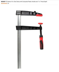 (2) BESSEY TG Series 16 in. Bar Clamp with Composite Plastic Handle and 7 in. Throat Depth. See Pictures