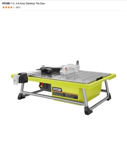 RYOBI 7 in. 4.8 Amp Tabletop Tile Saw. See Pictures
