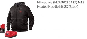 Milwaukee (MLW302B212X) M12 Heated Hoodie Kit 2X (Black). See Pictures