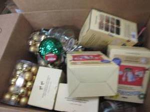 box of christmas misc and color clo...