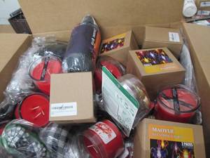 box of halloween lights, candles ,...