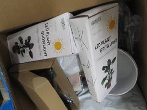 box  of led grow lights, pots for p...