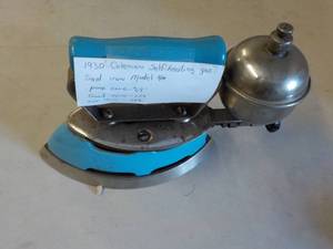 lot 41 image: 1930 Coleman Self Heating Gas Iron...