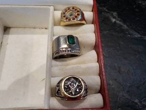 lot 61 image: 3 Mens Rings size 10- 2 missing st...