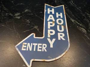 lot 90 image: Happy Hour Enter Metal Sign 23 tal...