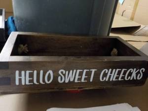 lot 75 image: Hello Sweet Cheeks Wood Toilet Pape...