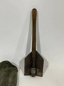 Vintage Military Fox Hole Shovel with Cover