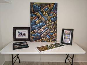 lot 18 image: Collection of 5 Traditional African Artwork Wall Art
