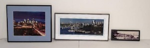 lot 55 image: Set of (3) Framed Beautiful City Shots Lake Union Regatta, Vintage Photograph by John Wiley Signed, Minneapolis Downtown Skyline Night, & More