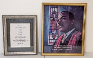 lot 74 image: Set of (2) Framed Artwork Namaste & Dr. Martin Luther King Jr.