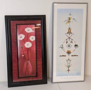 lot 78 image: Set of (2) Wall Art Mother Earth Spirituality by Marie Buchfink & Floral Piece