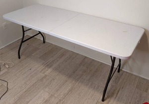 lot 92 image: White 6-Foot Centerfold Folding Table