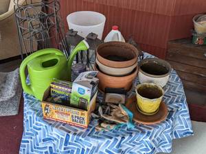 lot 120 image: Outdoor Gardening Pots, Stands and More