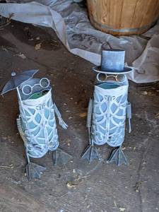 lot 133 image: Funny Frog Yard Art - 2 Pieces