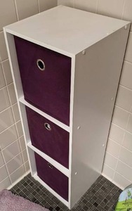 lot 137 image: Small Corner Cubby with 3 Folding Storage Boxes
